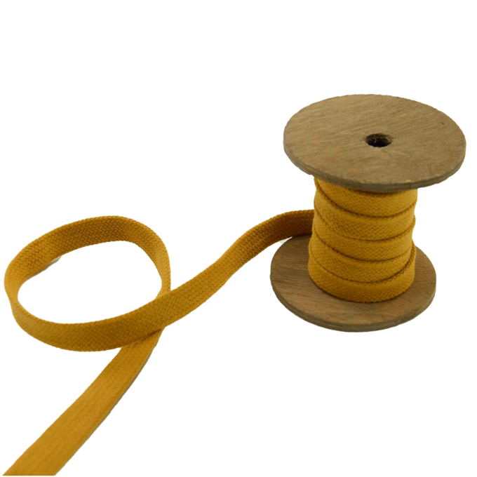 Cordon tressé plat coton 1,7 cm/ lacet sweat capuche, jaune moutarde
