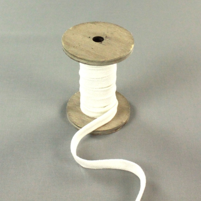 Cordon tressé plat coton 1,7 cm/ lacet sweat capuche, blanc