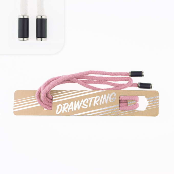 Cordon de serrage coton 5mm x 1,15m, avec embouts/ cordon sweat, vieux rose millennial