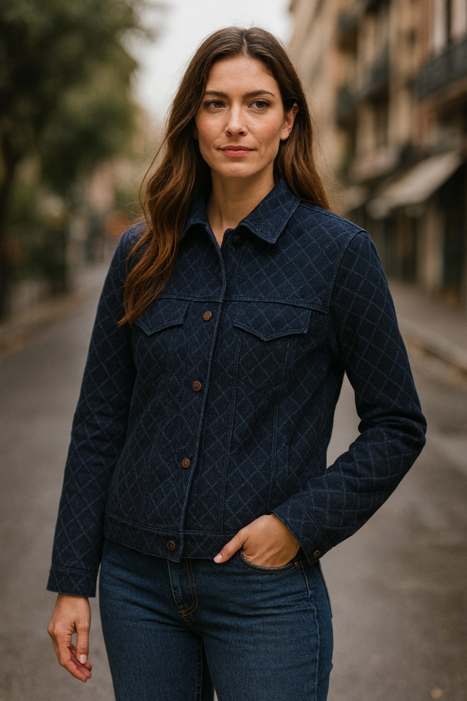 Jacquard Jeans Checks, dunkelblau