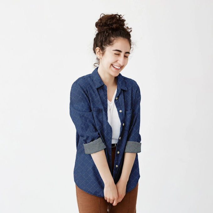 Jacquard Jeans Checks, jeansblau