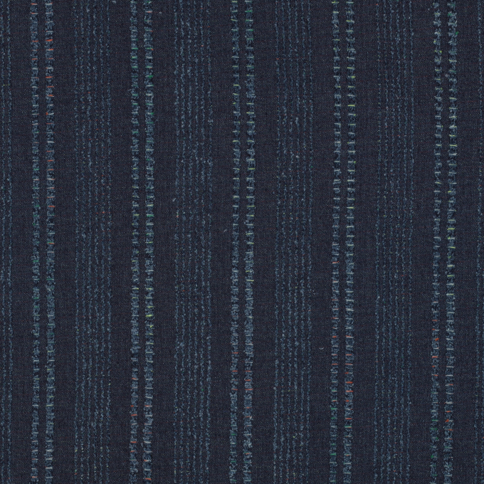 Tissu jacquard look jean denim Frayed Stripes,bleu foncé