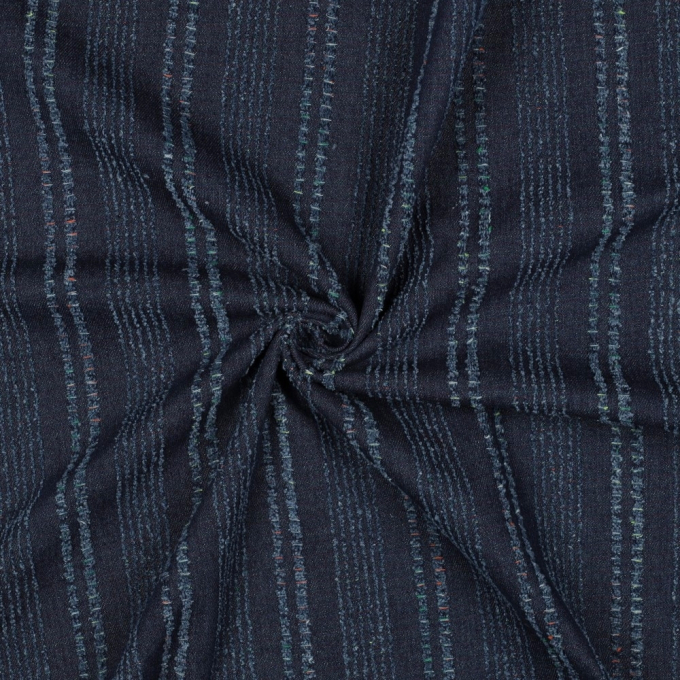 Tissu jacquard look jean denim Frayed Stripes,bleu foncé