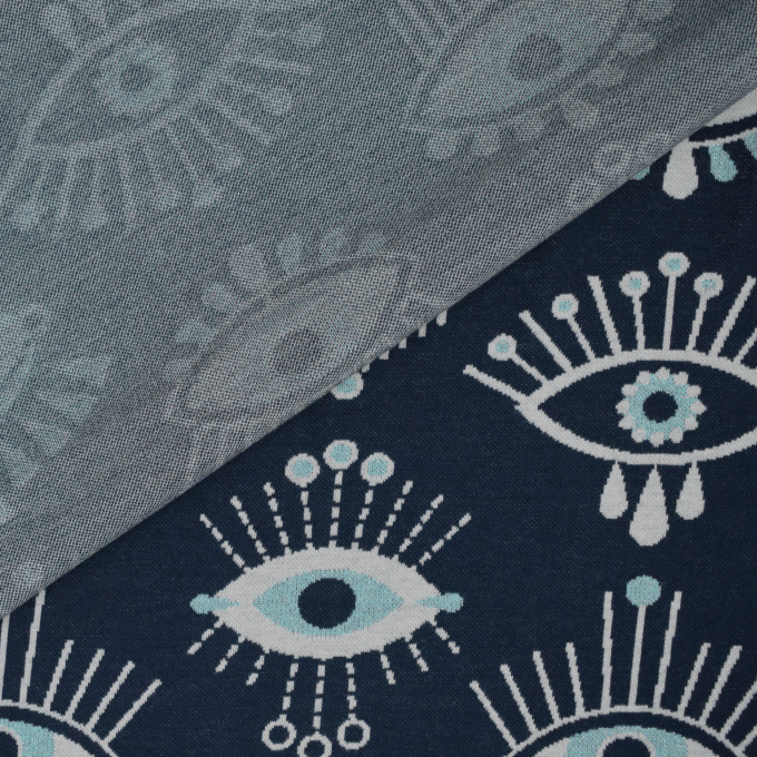 Jacquard Jersey Albstoffe Hamburger Liebe Magical Shimmer Eye of Enlightment, donkerblauw