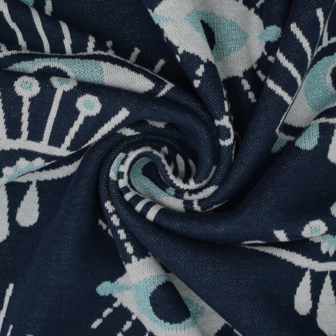 Jacquard Jersey Albstoffe Hamburger Liebe Magical Shimmer Eye of Enlightment, donkerblauw