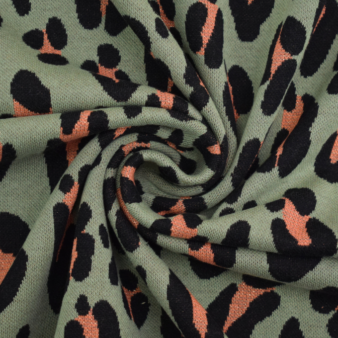 Jacquard Jersey Albstoffe Hamburger Liebe Magical Shimmer Safari, vaalgroen