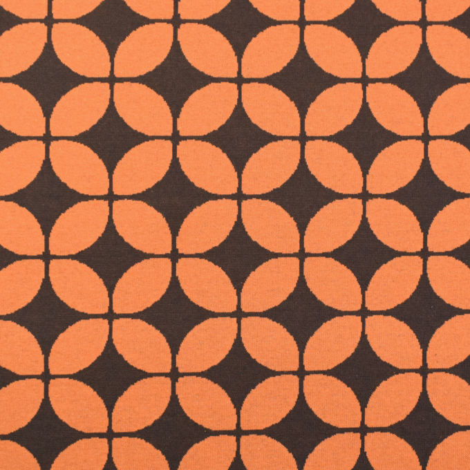 Tissu jersey jacquard recyclé Vintage Retro Flowers, marron