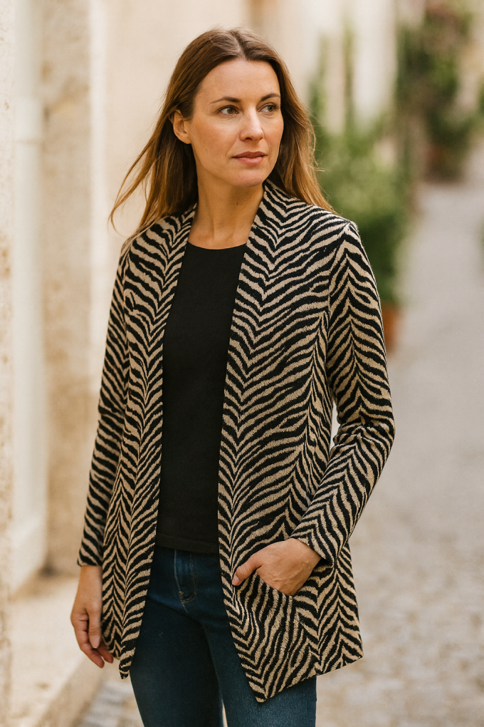 Jacquard Jersey Zebra, schwarz