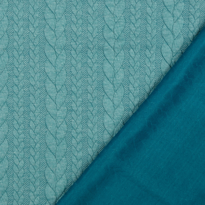Jacquard jersey Cable Knit, aquablauw