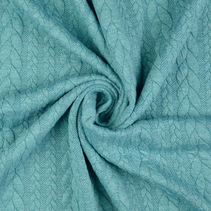 Jacquard jersey Cable Knit, aquablauw