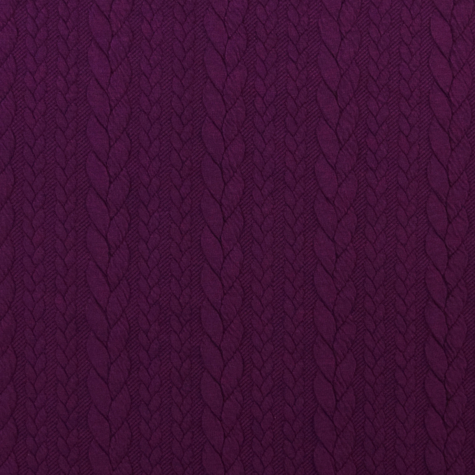 Tissu jersey jacquard torsadé tressé, aubergine