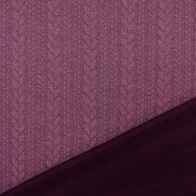 Jacquard jersey Cable Knit, bessenkleurig