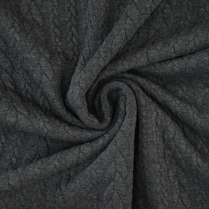 Jacquard jersey Cable Knit, donkergrijs