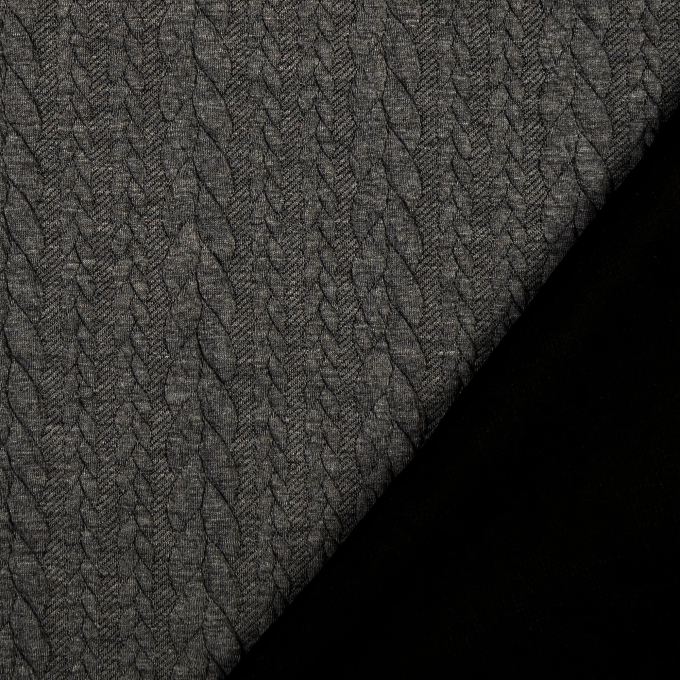 Jacquard jersey Cable Knit, grijs