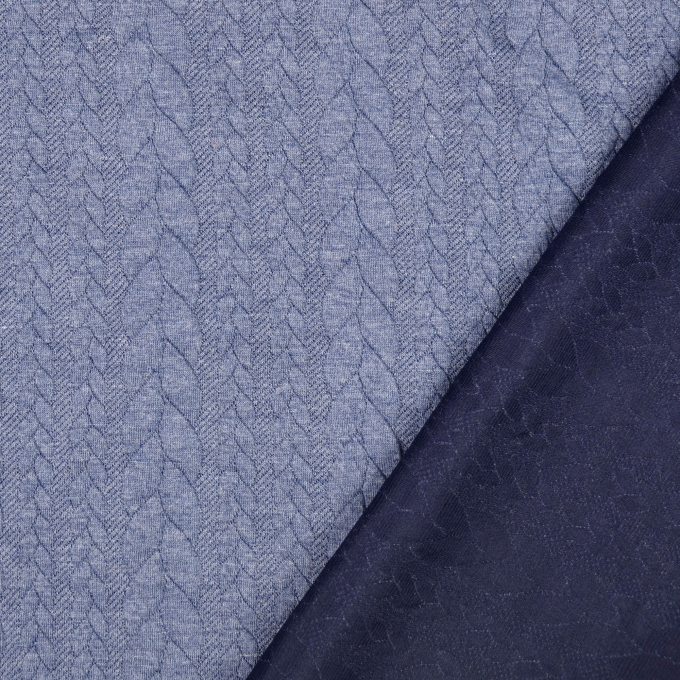 Jacquard jersey Cable Knit, jeansblauw
