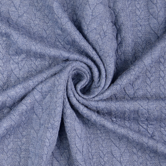 Jacquard jersey Cable Knit, jeansblauw