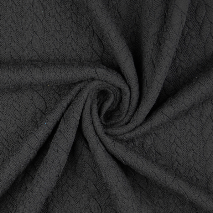 Jacquard jersey Cable Knit, zwart