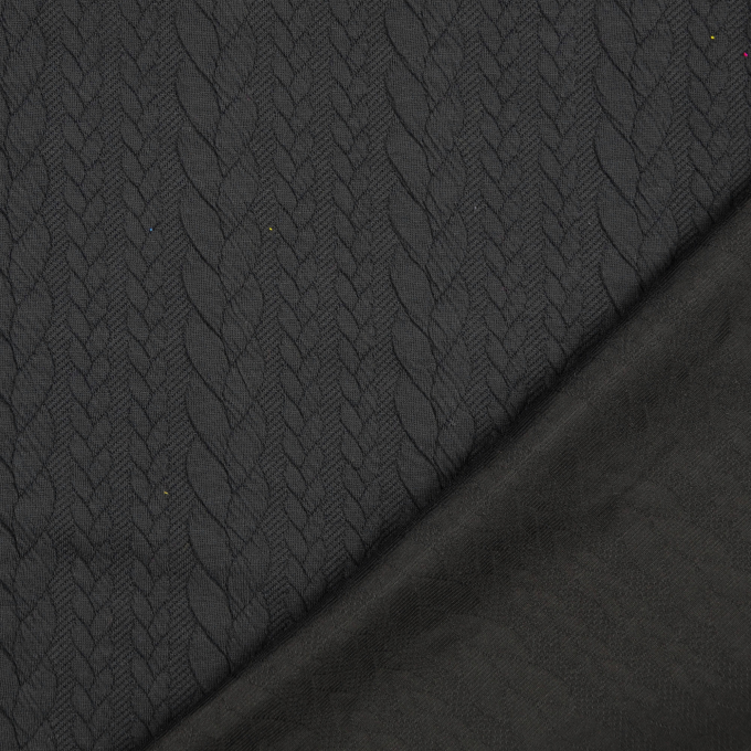 Jacquard jersey Cable Knit, zwart