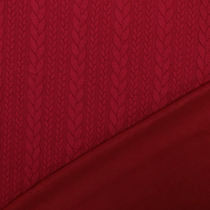 Jacquard jersey Cable Knit, wijnrood