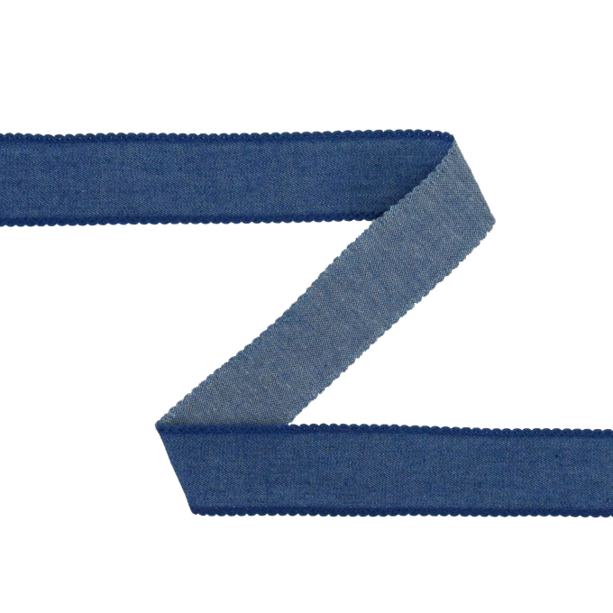 Ruban tissu tissé jean, 2,5cm, bande de tissu, bleu