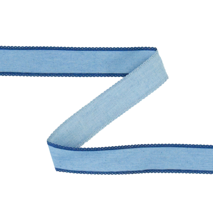 Ruban tissu tissé jean, 2,5cm, bande de tissu, bleu clair