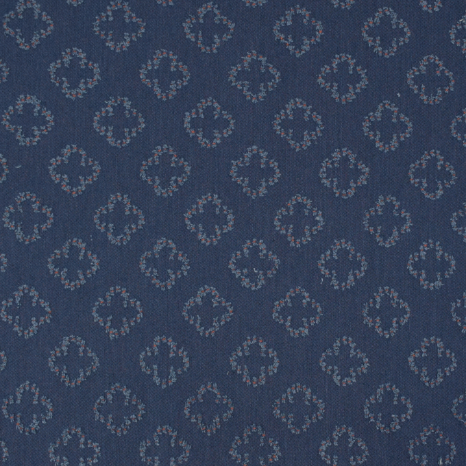 Jeansstoff Broken Flowers, mittelblau