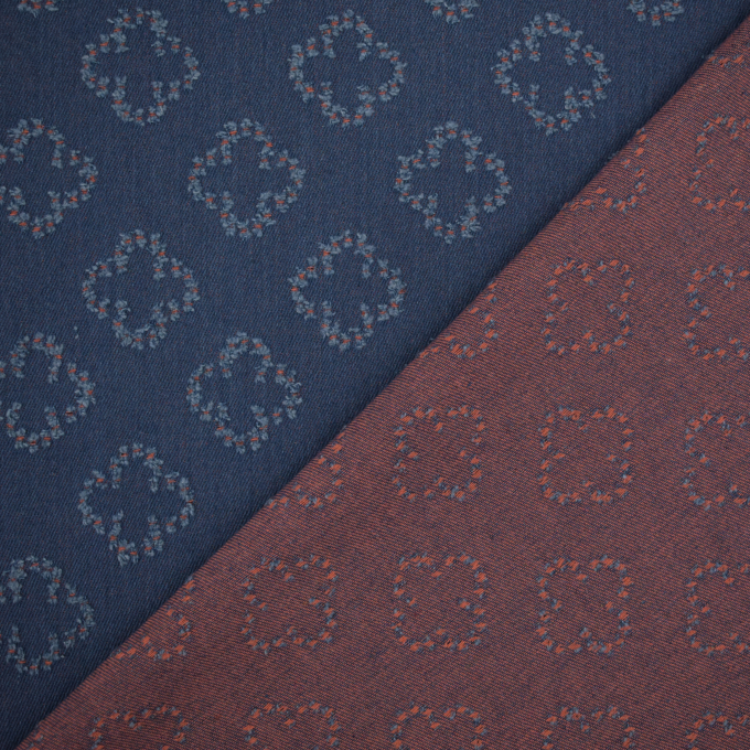Jeansstoff Broken Flowers, mittelblau