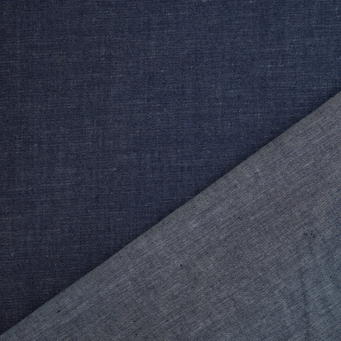 Tissu jean léger chambray, 100 % coton, bleu foncé