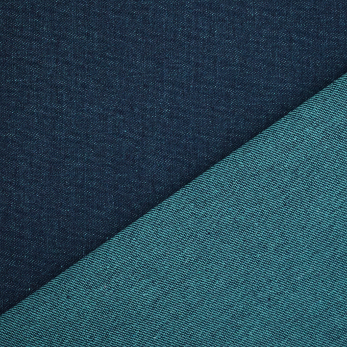 Tissu jean denim double face Two Tone, bleu pétrole