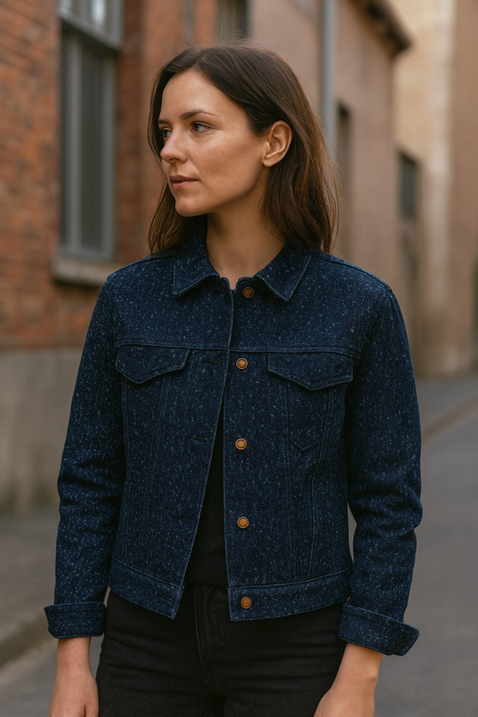 Jeansstoff Used Look, dunkelblau