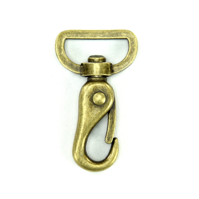 Karabijnhaak 25 mm, brushed old brass