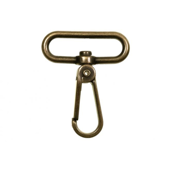 Karabijnhaak Antiek 40 mm, messingkleurig