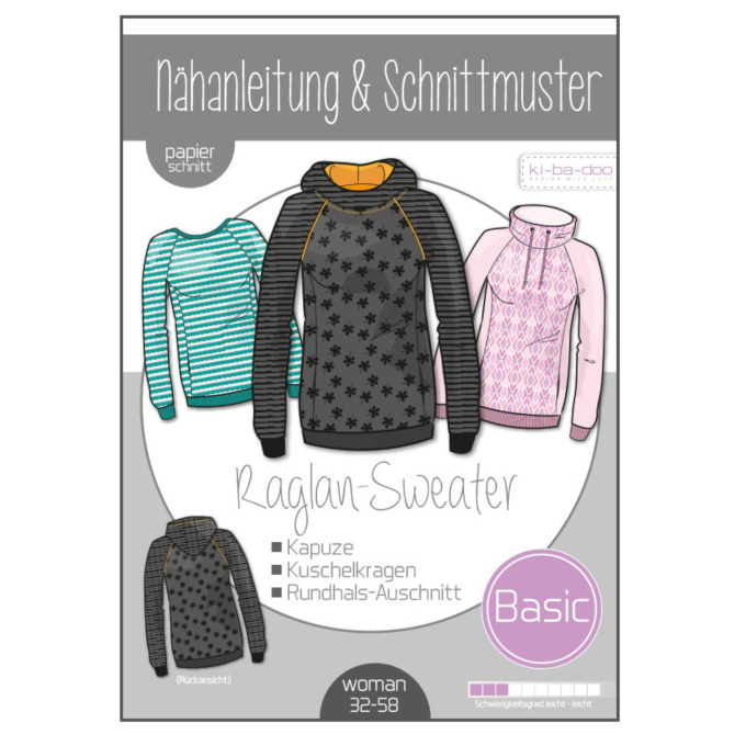 Ki-Ba-Doo naipatroon Basic Raglan Hoodie Woman, Duits