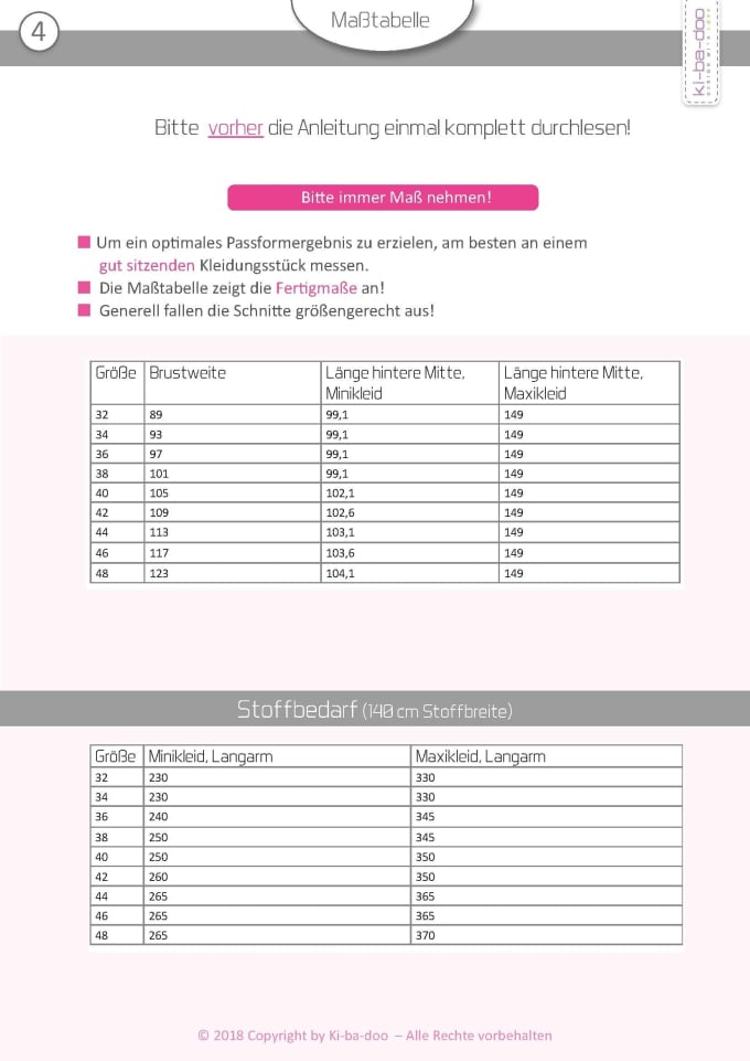 Ki-Ba-Doo Paper Pattern Robe Nelina, en allemand