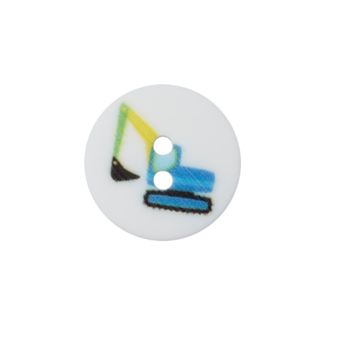 Bouton plastique Pelleteuse, 2 trous, 15 mm