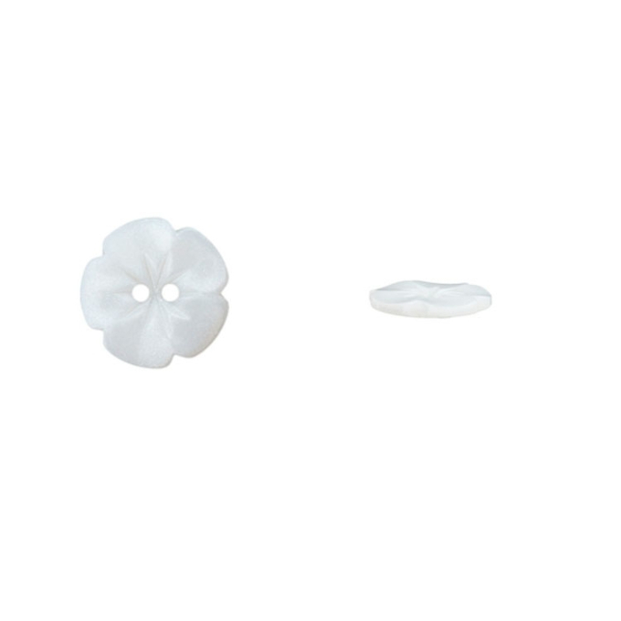 Bouton couture plastique Fleur 15mm, blanc