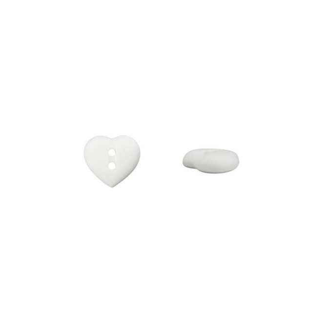 Bouton Coeur, blanc 12 mm