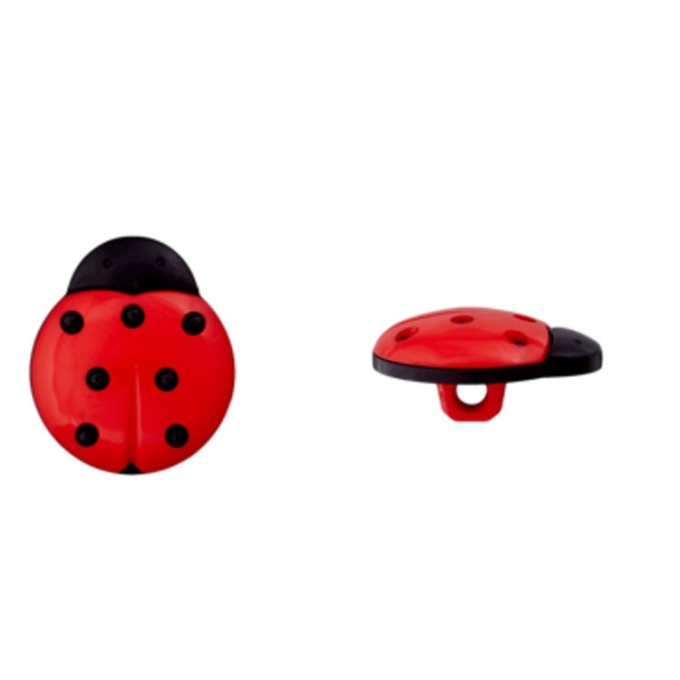 Kinderknopf Marienkäfer, rot 14 mm