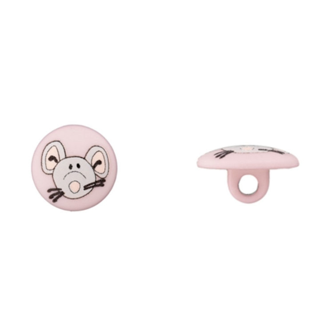 Bouton plastique Souris, 12 mm, rose