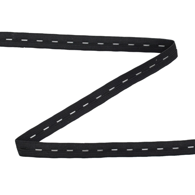 Ruban élastique boutonnière 15 mm, noir