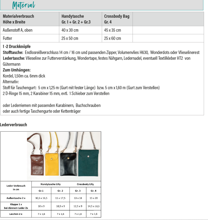 Kombi E-Book CreaResa Lilly – Handytasche und Crossbody Bag, german