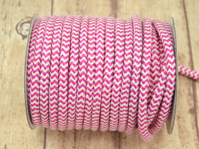 Cordon de serrage coton 1cm/ cordon sweat chevron, rose fuchsia