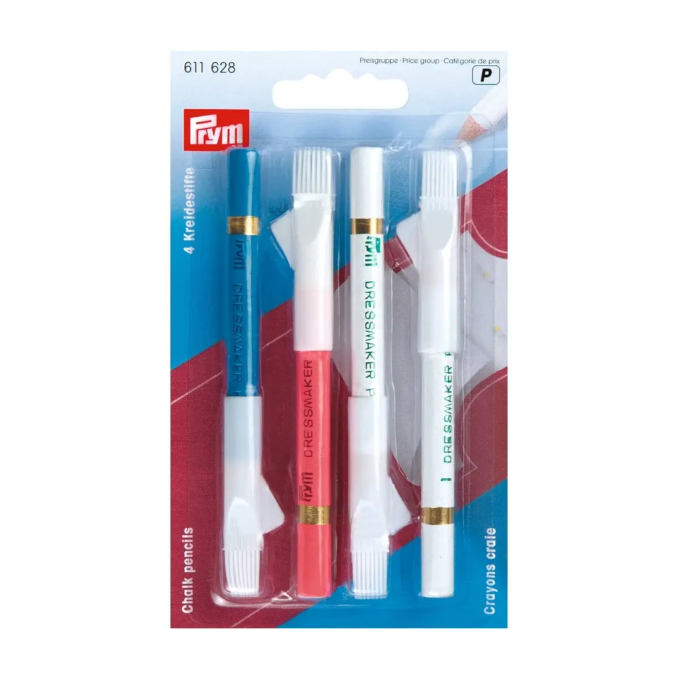 Krijtpotloden met borsteltje wit, roze, blauw