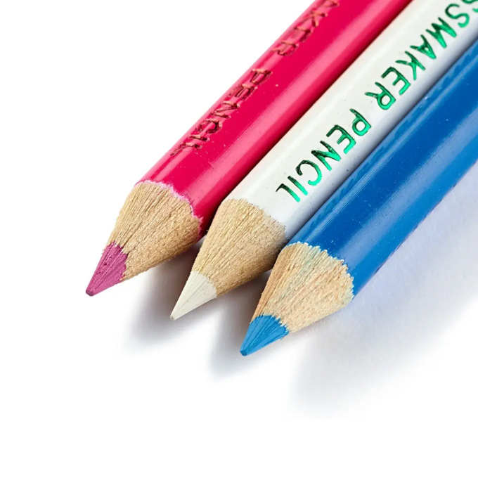 Krijtpotloden met borsteltje wit, roze, blauw