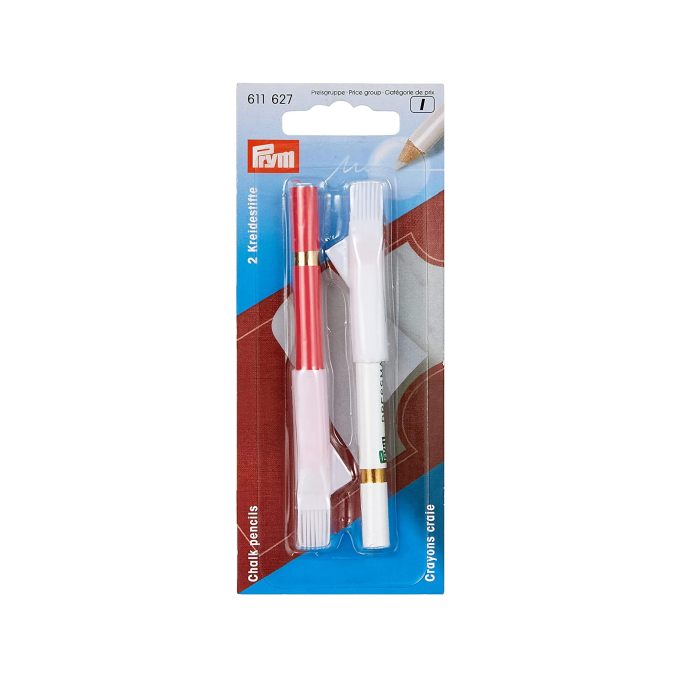 Crayons craie avec brosse à effacer, 11 cm, blanc/
