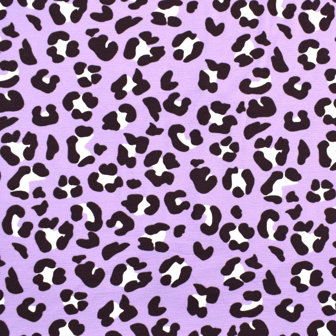 Tissu french terry leopard, lilas