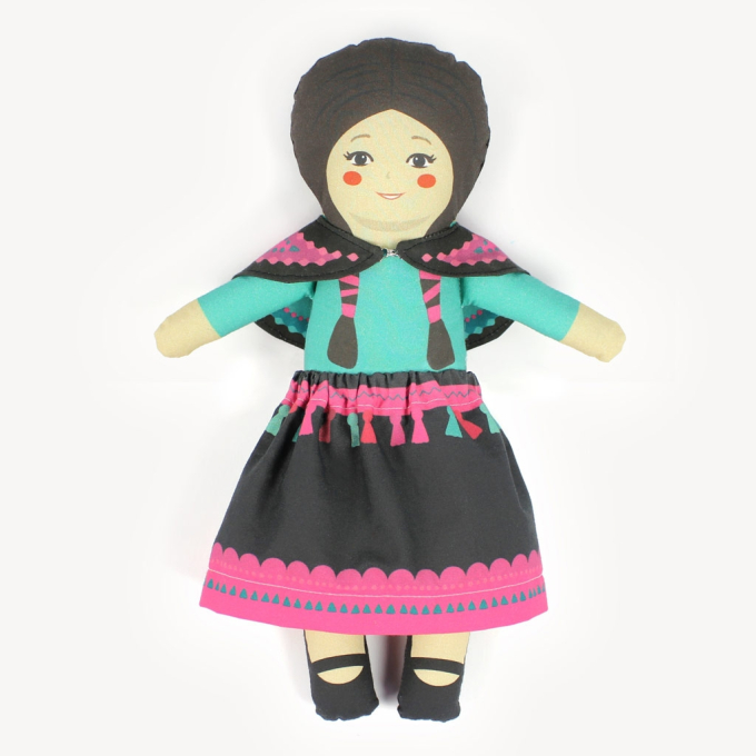 Tissu coton panneau Lama & jeune fille du Pérou Just Be Llamazing Kullaloo Cut & Sew