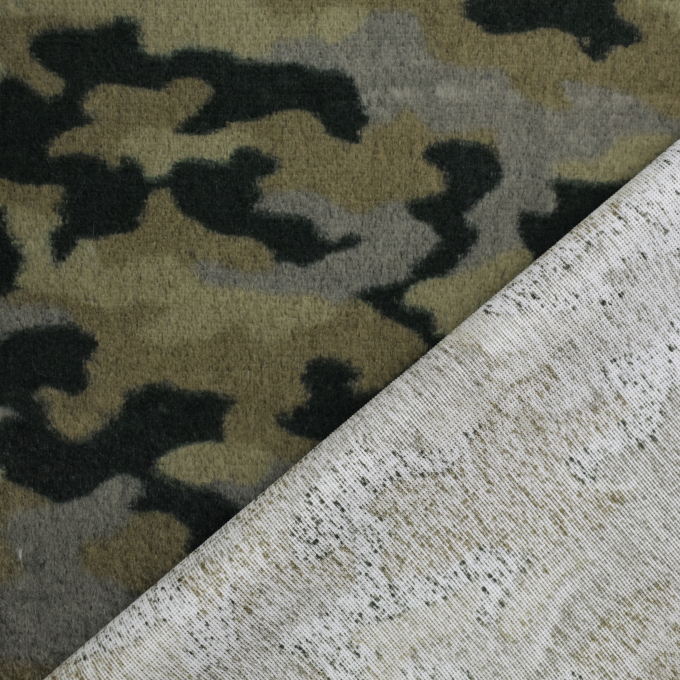 Tissu fausse fourrure Camouflage, vert
