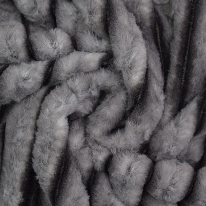 Tissu fausse fourrure côtelé, gris