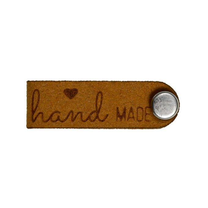Étiquette pliable en similicuir Hand Made, marron clair